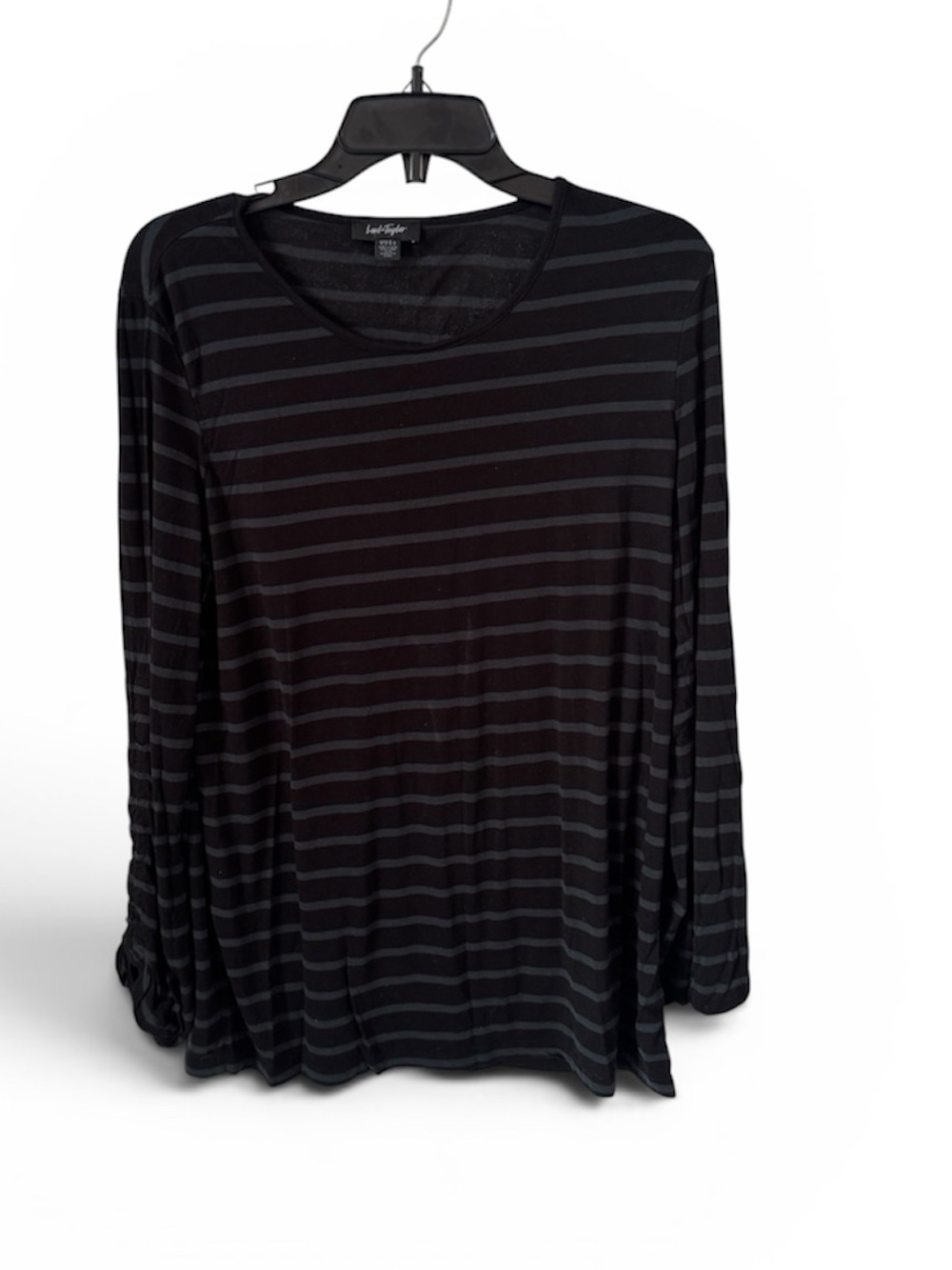 Lord & Taylor Women's Black & Charcoal Striped Long Sleeve Tee
